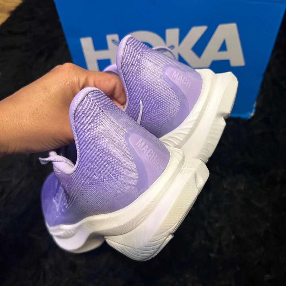HOKA one one Mach purple athletic training running lace up shoes sneakers sz 8.5 - Picture 5 of 6